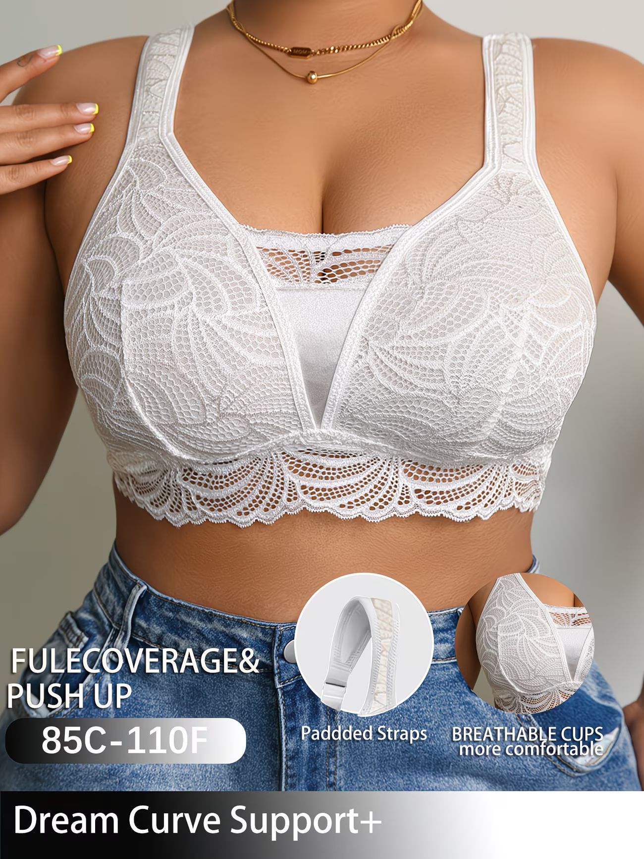 Bra Satu Potong Berenda Putih  - Wirefree Bra Comfort ulasan dan harga